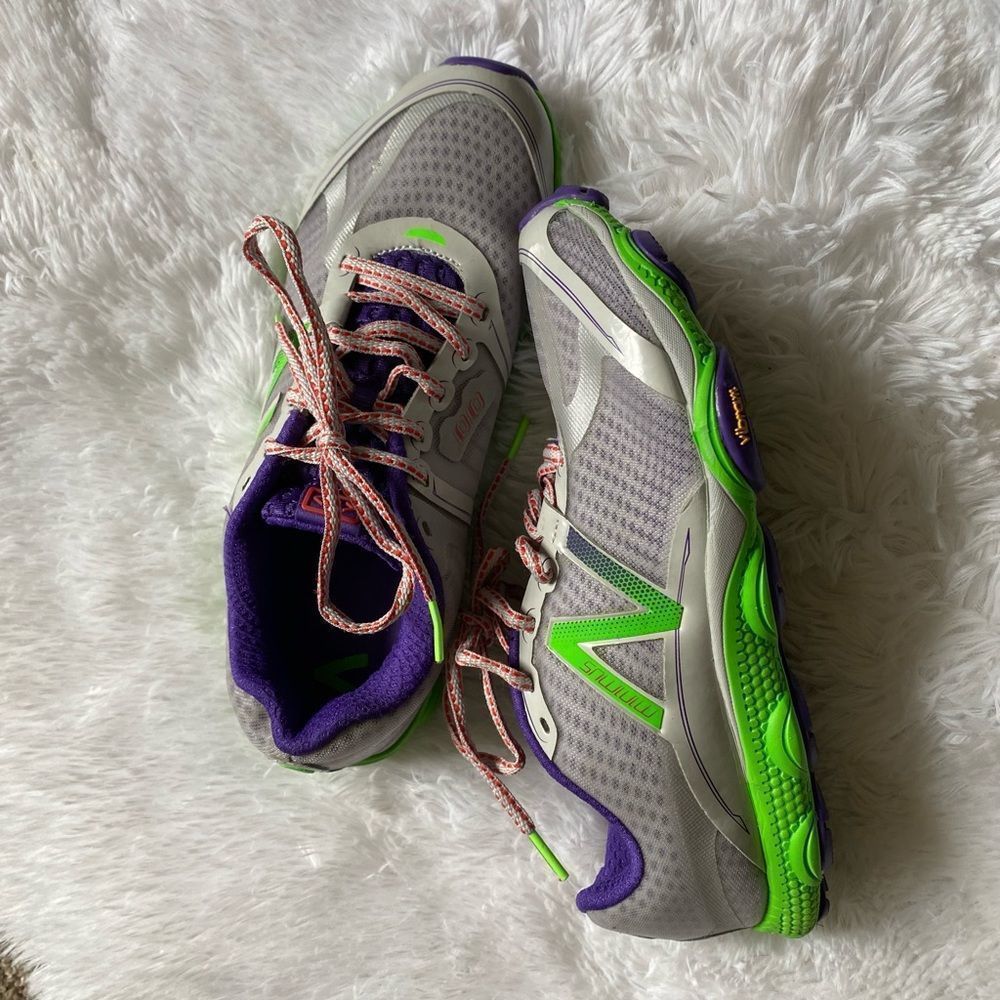 New Balance Minimus Sneakers Vibram Soles Green Purple Gray Size 9.5